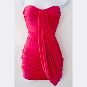 Bebe Red Strapless Mini Dress, Size M